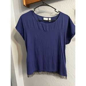 Chicos Womens Bluish Purple Short‎ Sleeves Shirt Size 1